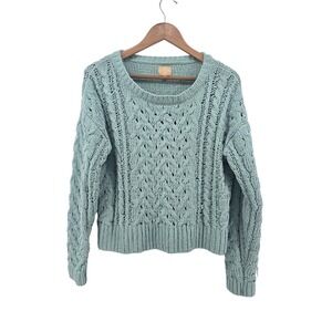 AERO Hygge Women's Pullover M Baby Blue Chunky Knit Cloud Soft